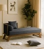 Elano Fabric RHS Sheesham Wood Chaise Lounger In Neut