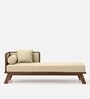 Elano Fabric RHS Sheesham Wood Chaise Lounger In Neut