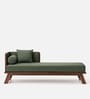 Elano Fabric RHS Sheesham Wood Chaise Lounger In Neut