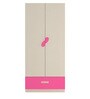 Elanza Kids 2 Door Wardrobe in Light Woodgrain & Pink Finish