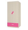 Elanza Kids 2 Door Wardrobe in Light Woodgrain & Pink Finish