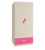 Elanza Kids 2 Door Wardrobe in Light Woodgrain & Pink Finish