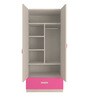 Elanza Kids 2 Door Wardrobe in Light Woodgrain & Pink Finish