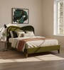 Elaris Curve Comfort Bed in velvet With Engineer Wood Frame & Hydraulic Storage
