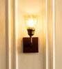 Elbow Wall Lamp Brass Antique Finish with Cup Crackled Glass Shade