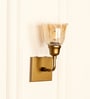 Elbow Wall Lamp Brass Antique Finish with Cup Crackled Glass Shade