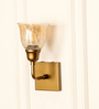 Elbow Wall Lamp Brass Antique Finish with Cup Crackled Glass Shade