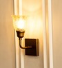 Elbow Wall Lamp Brass Antique Finish with Cup Crackled Glass Shade