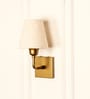 Elbow Wall Lamp Brass Antique Finish with Off White Lampshade