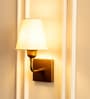 Elbow Wall Lamp Brass Antique Finish with Off White Lampshade