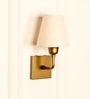 Elbow Wall Lamp Brass Antique Finish with Off White Lampshade