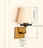 Elbow Wall Lamp Brass Antique Finish with Off White Lampshade