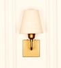 Elbow Wall Lamp Brass Antique Finish with Off White Lampshade
