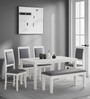 Elderberry Solid Wood 6 Seater Dining Set in White Finish with Bench