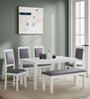 Elderberry Solid Wood 6 Seater Dining Set in White Finish with Bench