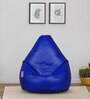 Elega XXXL Leatherette Bean Bag with Beans in Blue Colour