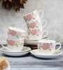 Fennell 180ml Multicolour (Set of 12) Ceramic Tea Cup & Saucer Set