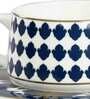 Elegant 210ml Blue & White Ceramic (Set of 12) Tea Cup & Saucer Set