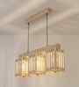 Elegant 3 Lights Beige Solid Wood Linear Chandelier Cluster Hanging Light