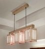 Elegant 3 Lights Beige Solid Wood Linear Chandelier Cluster Hanging Light