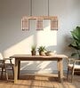 Elegant 3 Lights Beige Solid Wood Linear Chandelier Cluster Hanging Light