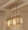 Elegant 3 Lights Beige Solid Wood Linear Chandelier Cluster Hanging Light