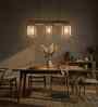 Elegant 3 Lights Beige Solid Wood Linear Chandelier Cluster Hanging Light