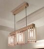 Elegant 3 Lights Beige Solid Wood Linear Chandelier Cluster Hanging Light