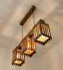 Elegant 3 Lights Brown Solid Wood Linear Chandelier Cluster Hanging Light