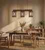 Elegant 3 Lights Brown Solid Wood Linear Chandelier Cluster Hanging Light