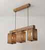 Elegant 3 Lights Brown Solid Wood Linear Chandelier Cluster Hanging Light