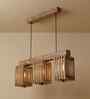 Elegant 3 Lights Brown Solid Wood Linear Chandelier Cluster Hanging Light