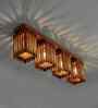 Elegant 4 Lights Brown Solid Wood Flush Mounted Ceiling Light