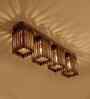 Elegant 4 Lights Brown Solid Wood Flush Mounted Ceiling Light