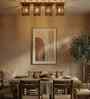 Elegant 4 Lights Brown Solid Wood Flush Mounted Ceiling Light