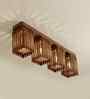 Elegant 4 Lights Brown Solid Wood Flush Mounted Ceiling Light