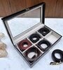 Black Elegant 6 Slot Belt Pocket Square With Glass Top