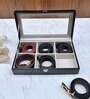 Black Elegant 6 Slot Belt Pocket Square With Glass Top