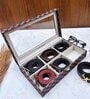 Brown Elegant 6 Slot Belt Pocket Square With Glass Top