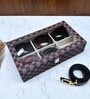 Brown Elegant 6 Slot Belt Pocket Square With Glass Top
