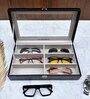 Black Elegant 6 Slot Sunglass Box With Glass Top