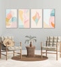 Elegant Abstract Pastel Wall Paintings Set of 4 Canvas Black Frame