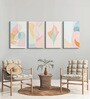 Elegant Abstract Pastel Wall Paintings Set of 4 Canvas Stretch Canvas Frame