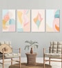 Elegant Abstract Pastel Wall Paintings Set of 4 Canvas White Frame