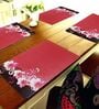 (Set of 6) Floral Printed Heat-Resistant & Waterproof Table Mat (Red)