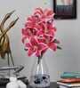 Elegant Artificial Dark Pink Lily Flower Bunch Real Touch Decorative Bouquet For Home & Events (Dpink)