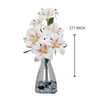 Elegant Artificial Dotted White Lily Flower Bunch Real Touch Decorative Bouquet For Home & Events (White)