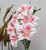 Elegant Artificial Light Pink Lily Flower Bunch Real Touch Decorative Bouquet For Home & Events (Lpink)