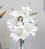 Elegant Artificial Lily Flower Bunch with 6 Flower Heads (White)