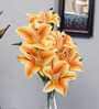 Elegant Artificial Lily Flower Bunch with 6 Flower Heads (Orange)